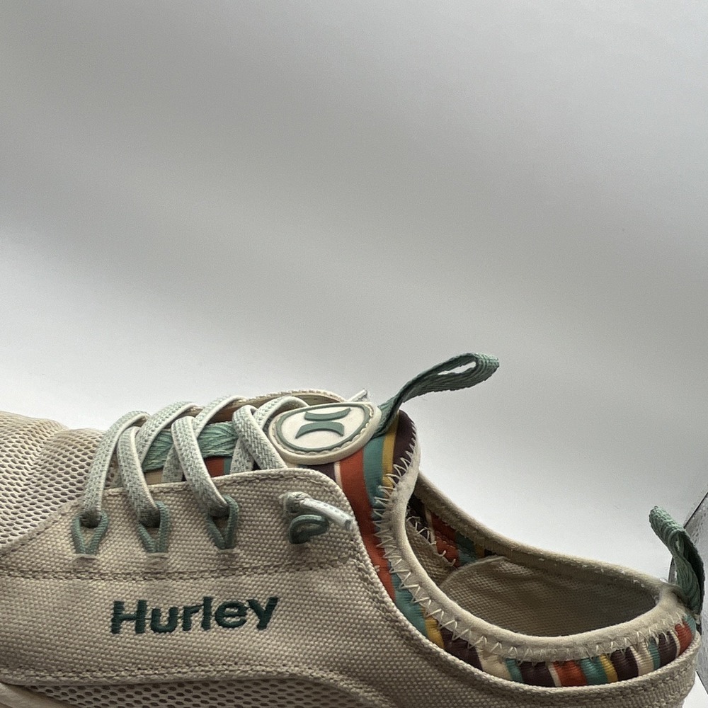 Hurley Women's Low Top Slip-on Sneakers Beige/Green Striped Lining Size 8 - Picture 9 of 10